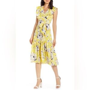Yellow Floral Ruffle Dress